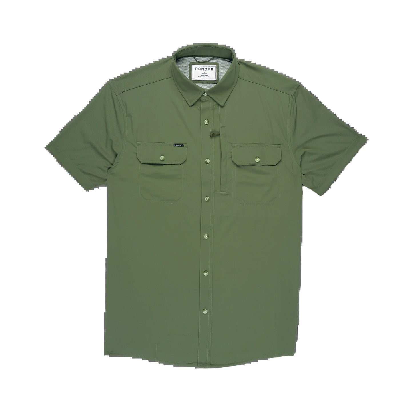 Men's Poncho "The Roaring Fork" Green Short Sleeve Button Up Shirt