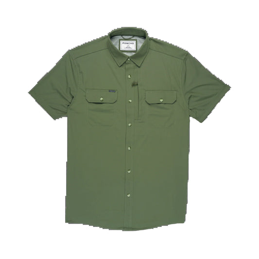 Men's Poncho "The Roaring Fork" Green Short Sleeve Button Up Shirt