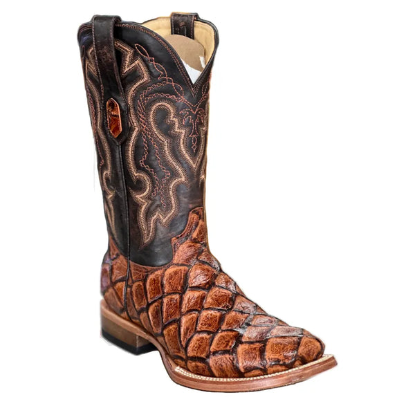 Men's Cowtown Cognac Big Bass Print Boots Q156