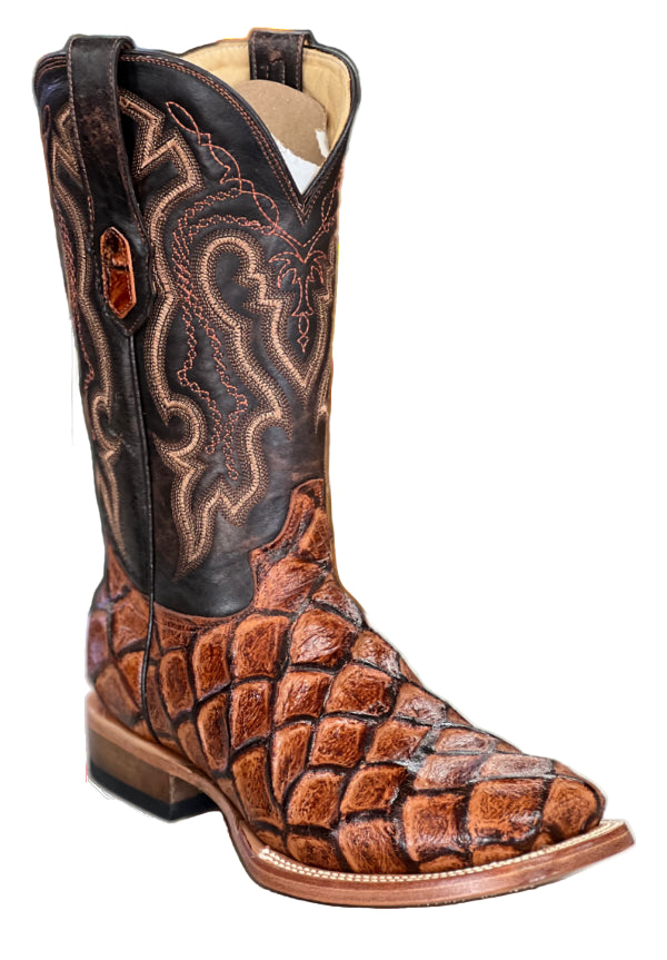 Men's Cowtown Cognac Big Bass Print Boots Q156