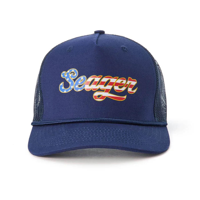 Men's Seager Big USA Trucker Snapback Blue MHSU25BIGUSABLU - Crazy House Western Wear
