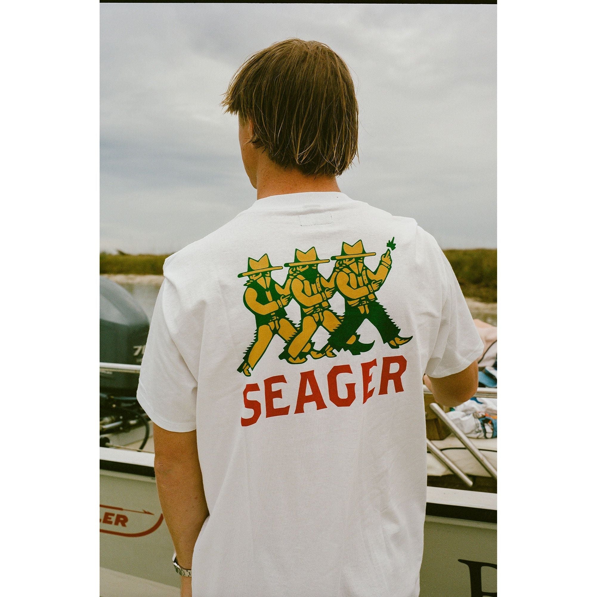 Men's Seager Finger Guns Tee MTSP25FGUNSWHT - Crazy House Western Wear