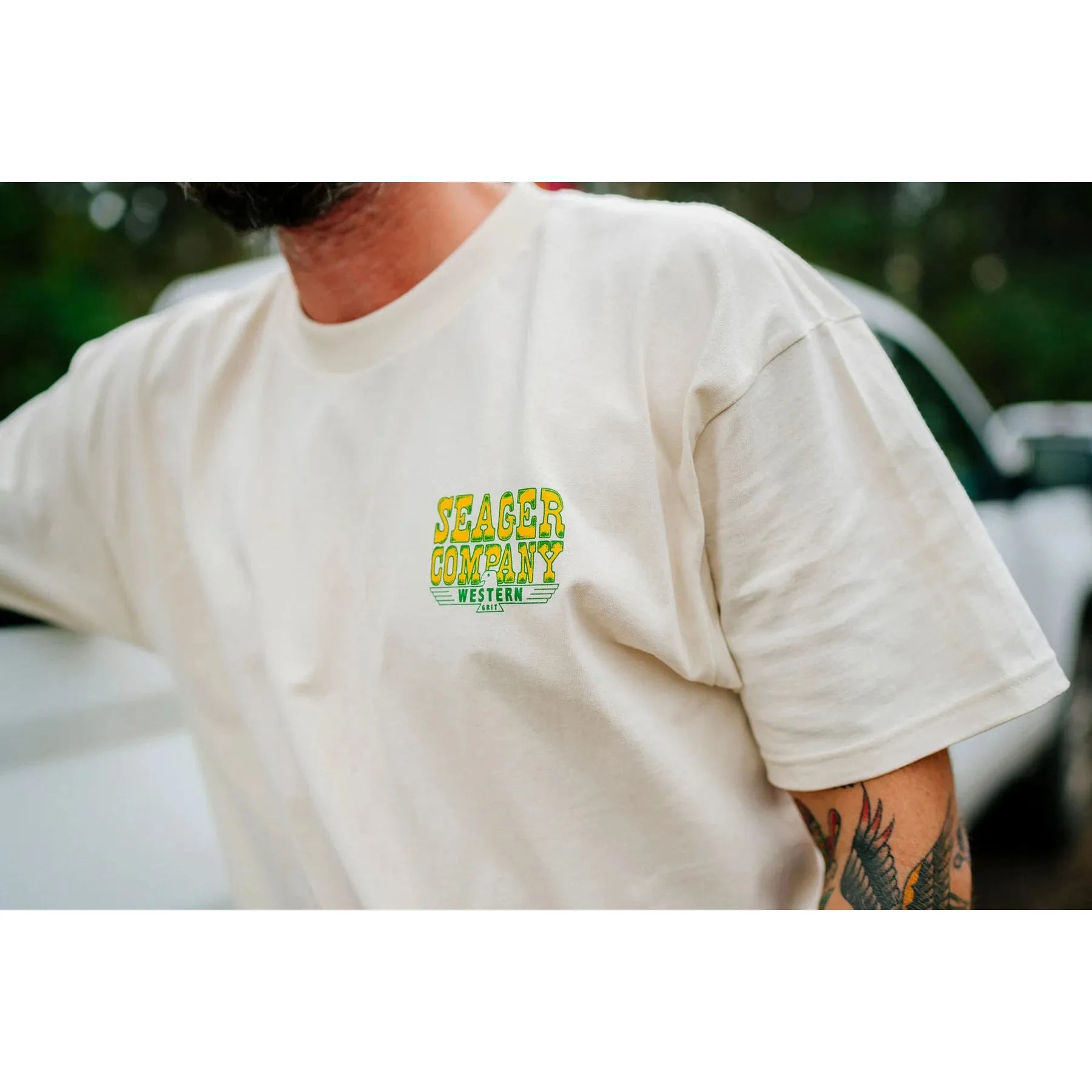 Men's Seager Rattler Tee MTSP25TRATTWHT - Crazy House Western Wear