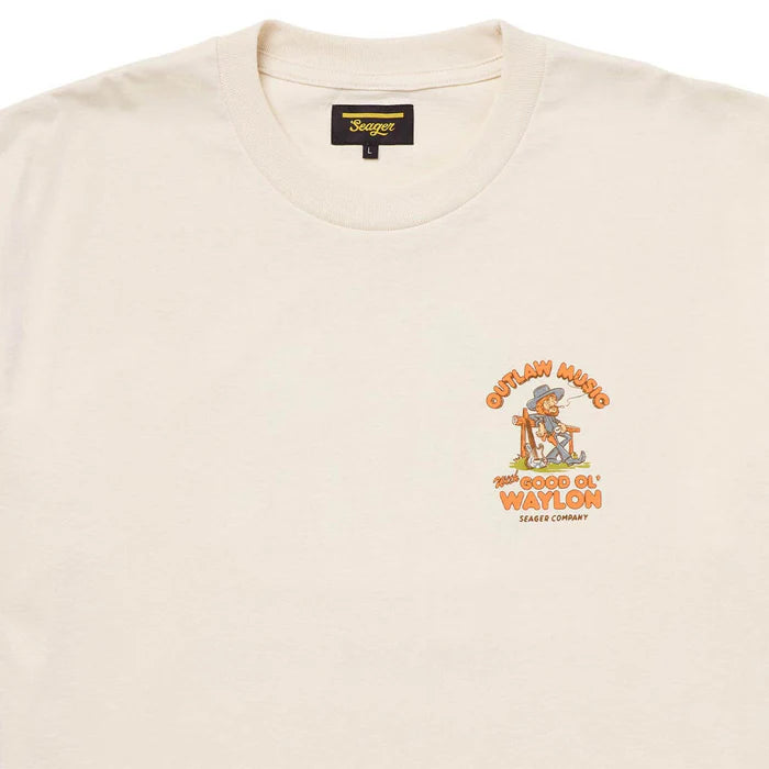 Men's Seager X Waylon Jennings Outlaw Vintage White Tee MTF22OUTLAWVWHT - Crazy House Western Wear