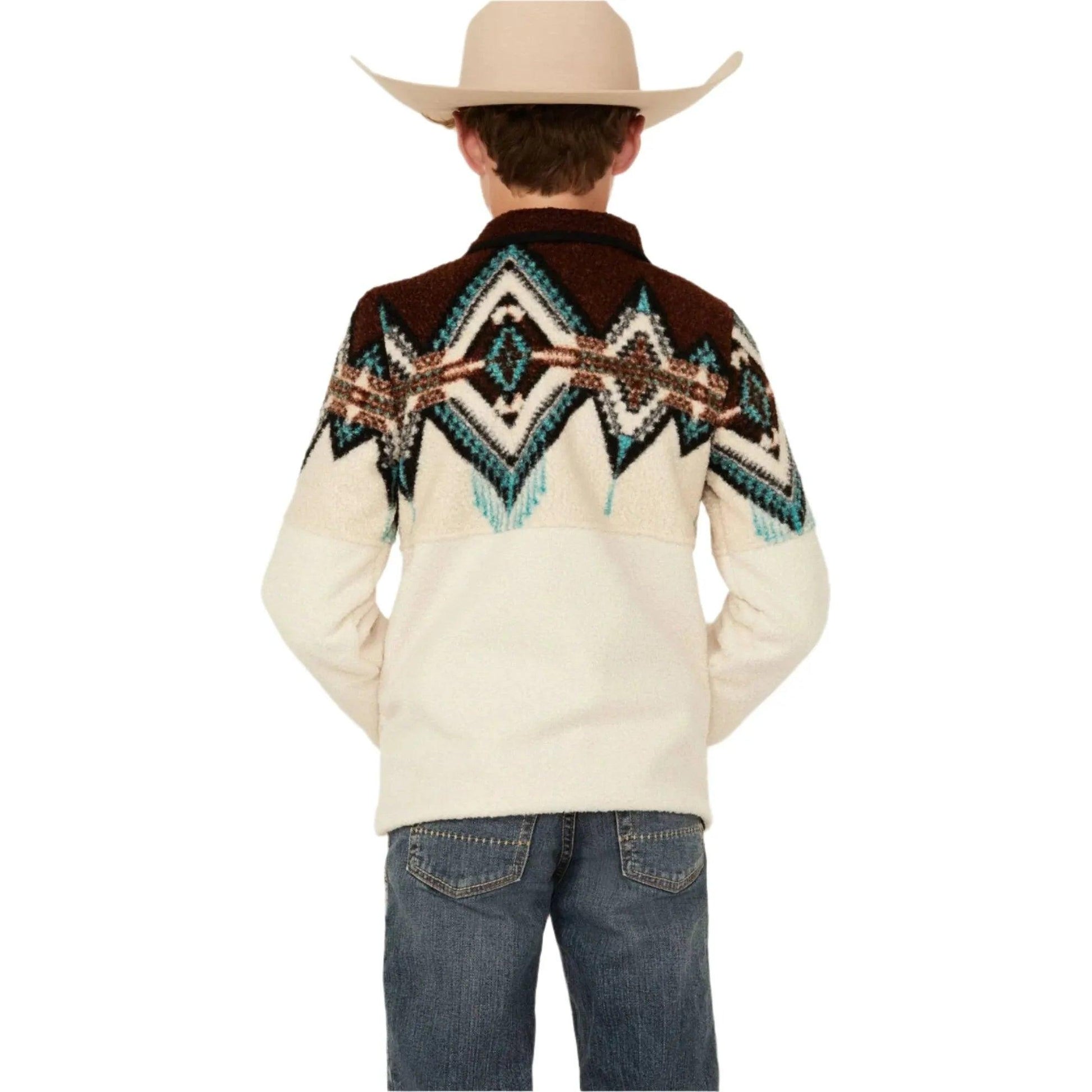 Powder River Outfitters Southwestern Print Sherpa Pullover - Crazy House Western Wear