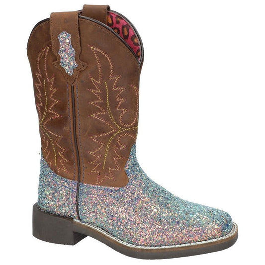 Girl's Smoky Mountain Ariel Pastel Glitter Square Toe Western Boots 