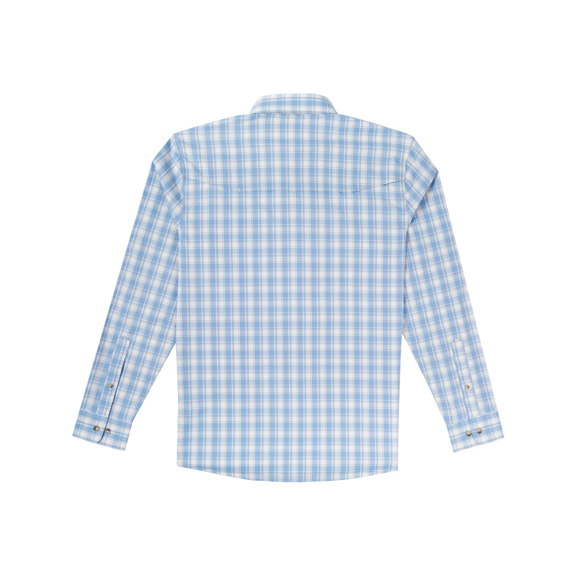 Men's Poncho Blue and White Plaid The Snake River Long Sleeve Button Up Shirt 