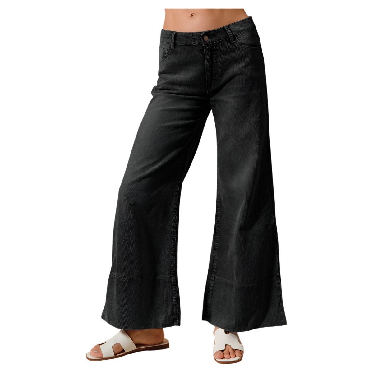 So Me Wide Leg Flared Washed Corduroy Pants - Crazy House Western Wear