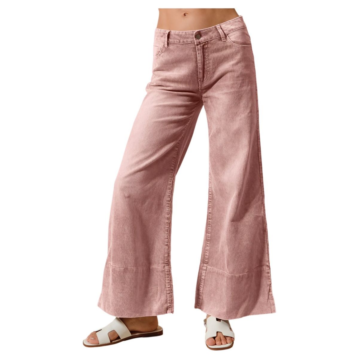 So Me Wide Leg Flared Washed Corduroy Pants - Crazy House Western Wear