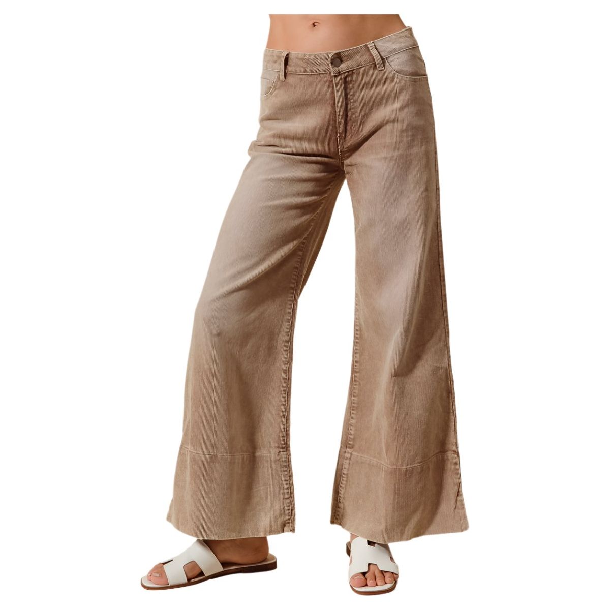 So Me Wide Leg Flared Washed Corduroy Pants - Crazy House Western Wear