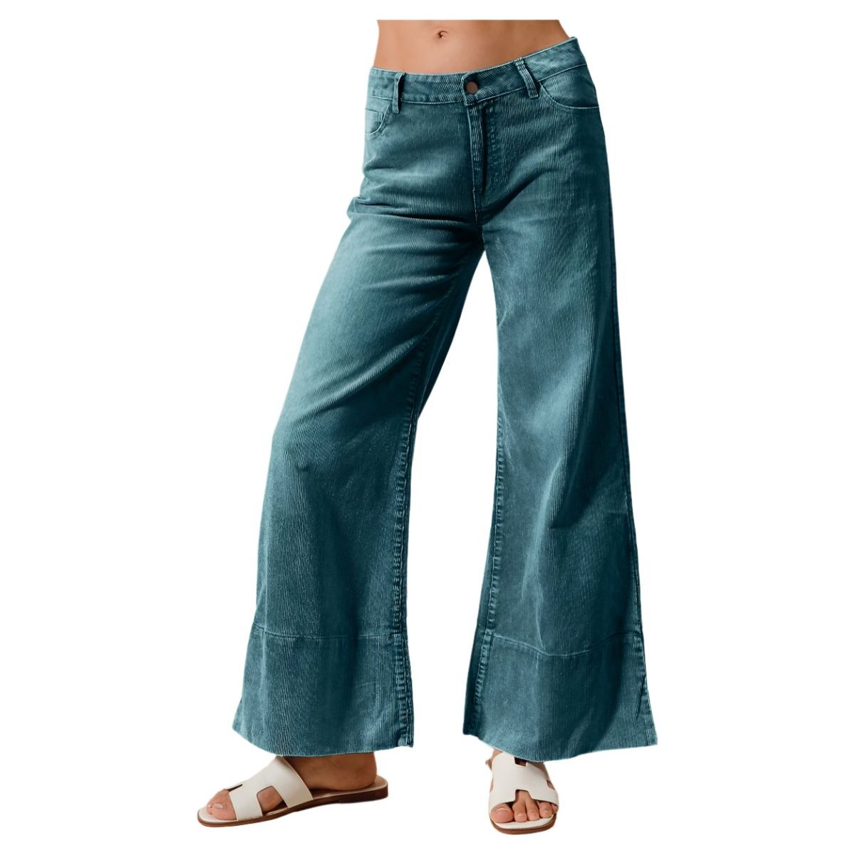 So Me Wide Leg Flared Washed Corduroy Pants - Crazy House Western Wear