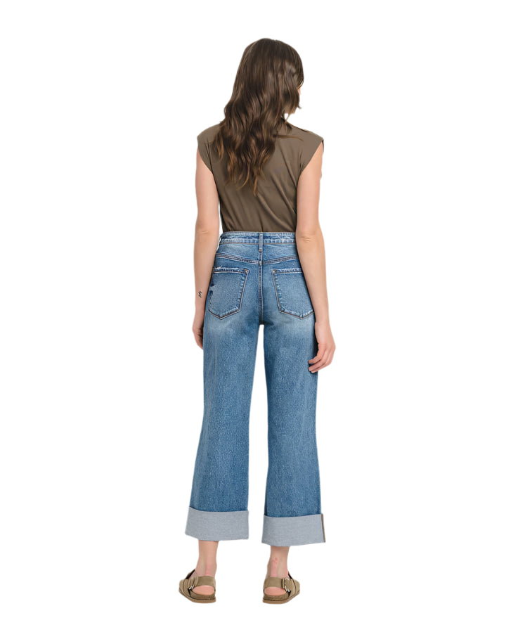 Vervet Super High Rise Cuff Baggy Wide Leg Jeans