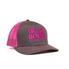 Grey and Pink Snapback with Crazy House Stitching - Crazy House Western Wear