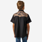 Boy's Burlebo Black and Gauge Camo Performance Western Shirt Y-PWS-DRSZN