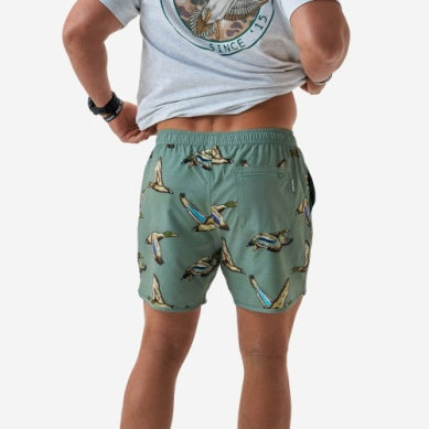 Men's Burlebo Green Jumbo Mallard Swim Trunks ST-JM-G