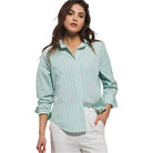 Women's Urban Daisy Mint Green Striped Button Up 10346TM - Crazy House Western Wear