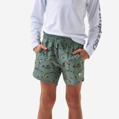 Boy's Burlebo Green Jumbo Mallard Swim Trunks Y-ST-JM-G
