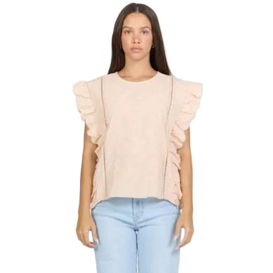 Women's Dear John Pale Peach Ulla Ruffled Sleeve Blouse DSH1536PAP