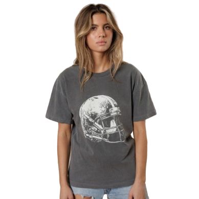 Women's Charcoal Short Sleeve Football Helmet T-shirt 