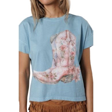 Women's Flower Boots Hi-Lo T-shirt 10028-167