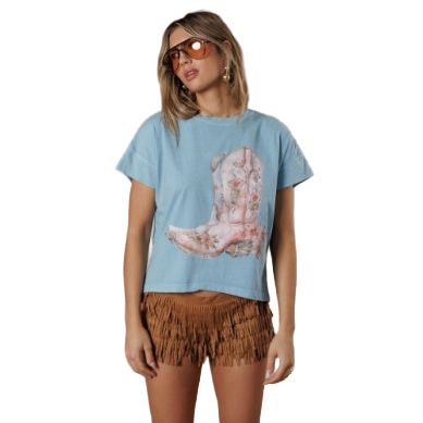 Women's Flower Boots Hi-Lo T-shirt 10028-167