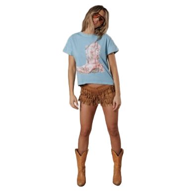 Women's Flower Boots Hi-Lo T-shirt 10028-167