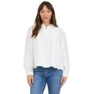 Women's Dear John Naida White Long Sleeve Blouse DSH1518WHT