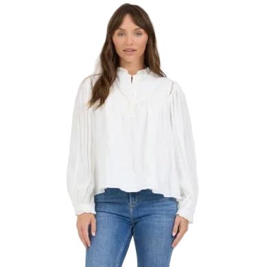 Women's Dear John Naida White Long Sleeve Blouse DSH1518WHT