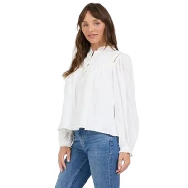 Women's Dear John Naida White Long Sleeve Blouse DSH1518WHT