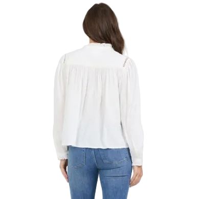 Women's Dear John Naida White Long Sleeve Blouse DSH1518WHT