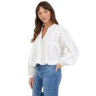 Women's Dear John White Shonda Long Sleeve Blouse DSH1544WHT