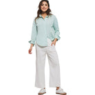 Women's Urban Daisy Mint Green Striped Button Up 10346TM - Crazy House Western Wear