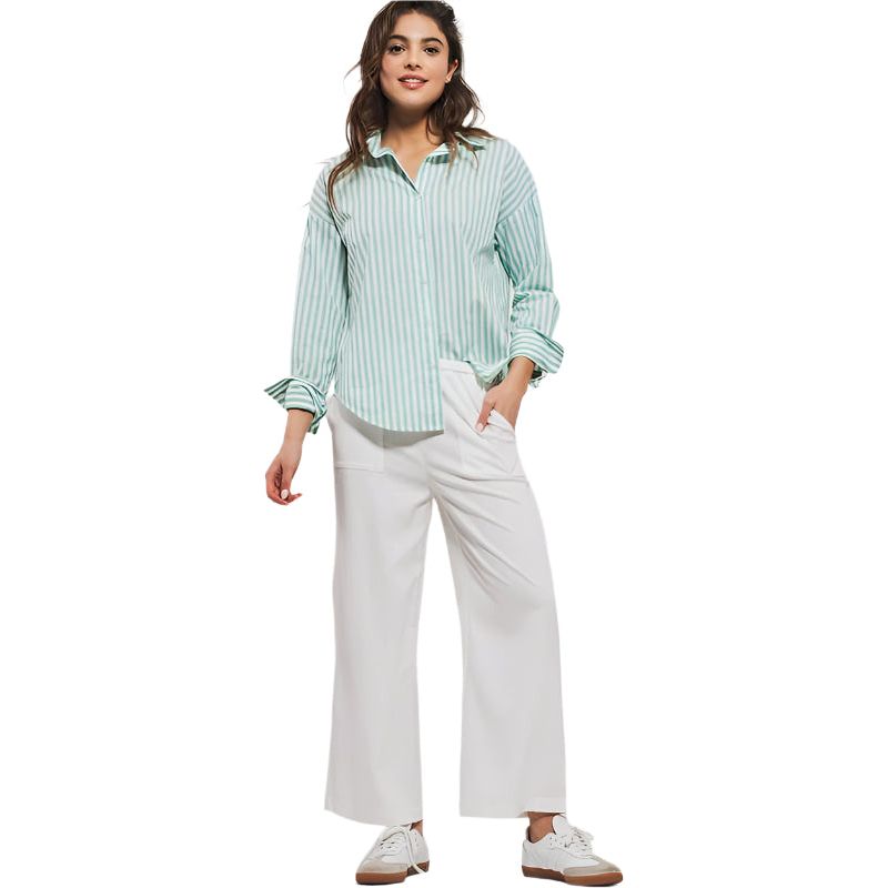 Women's Urban Daisy Mint Green Striped Button Up 10346TM - Crazy House Western Wear