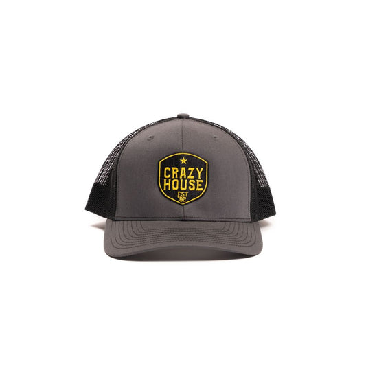 Crazy House Unisex Grey and Black Cap with Yellow Sheild Stitching - Crazy House Western Wear