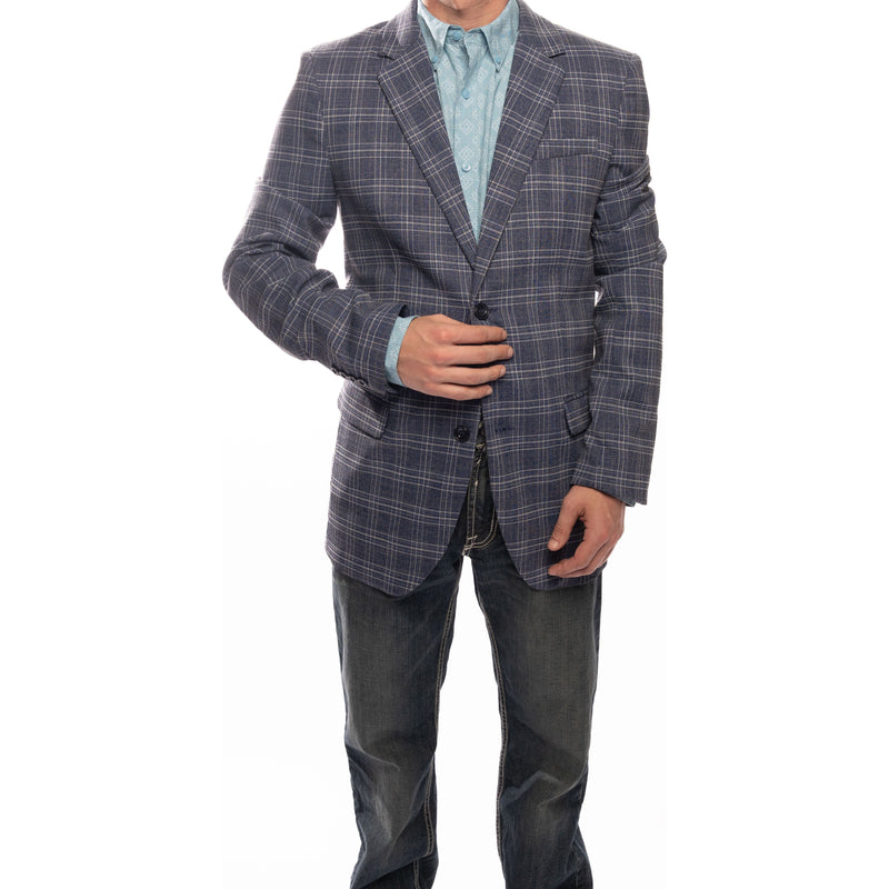 Men's Rock & Roll Blue Plaid Sports Coat BM96C04201 - Crazy House Western Wear