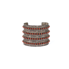 Women's Alzuni Handmade Red Howlite and Silver 4 Line Large Cuff Bracelet