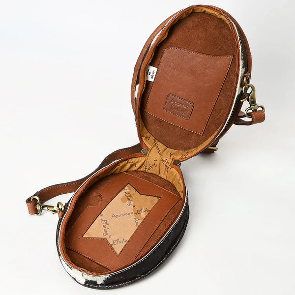 Women's American Darling Round Canteen Crossbody Genuine Leather Bag ADBGA598