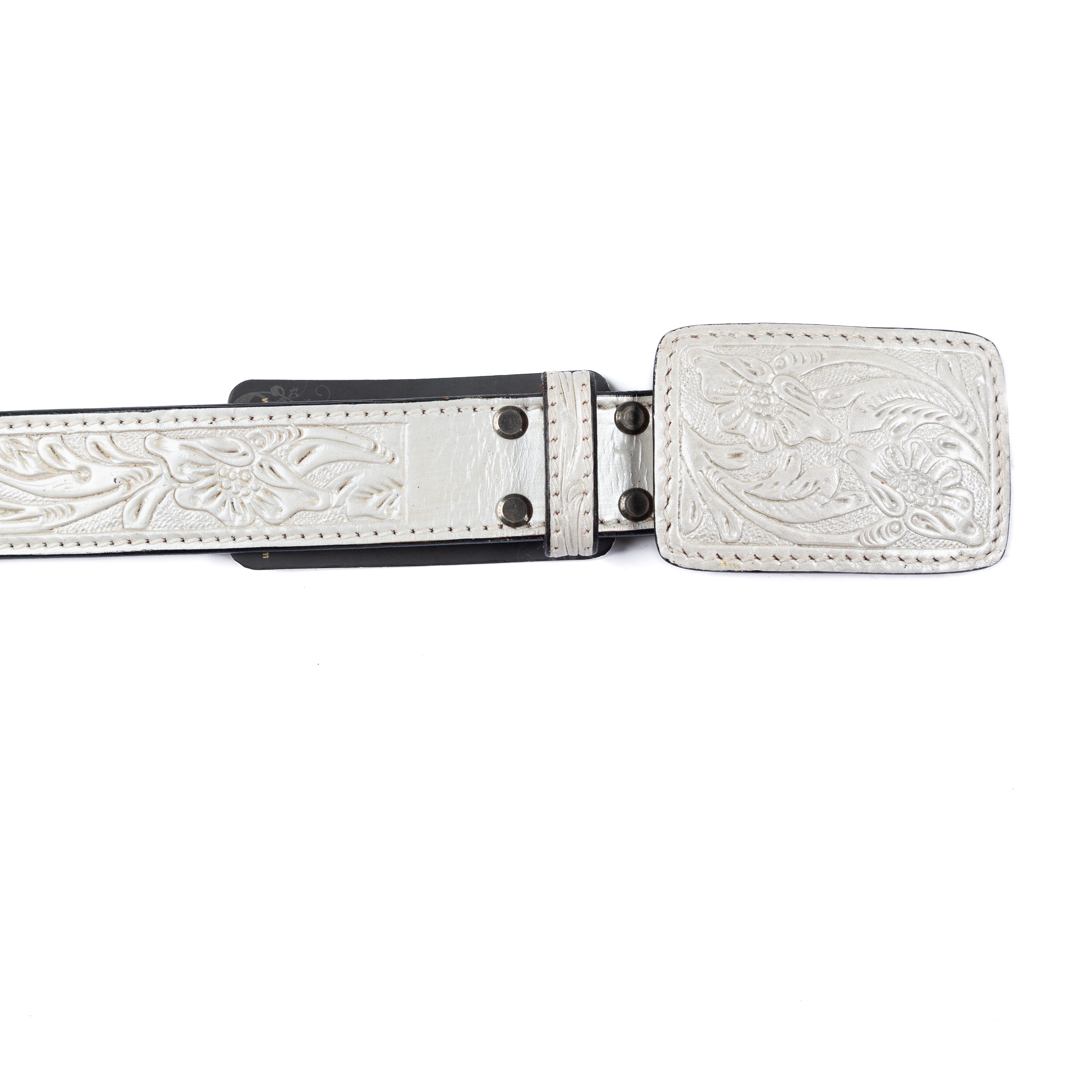 ¥AM BELT WHITE swag ドミサイル Women's American Darling White Tooled Leather Belt ADBLF217