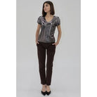 Women's Another Love Metallic Black Lumi Short Sleeve T-shirt VCKN1853MEB