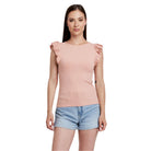Women's Another Love Ribbed Ruffle Sleeve Blouse VCKN1753PTK - Crazy House Western Wear