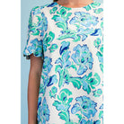 Women's Aqua Mix Printed Round Neck Mini Dress TY1228