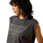 Women's Ariat Charcoal Mineral Wash Dallas Cropped T-Shirt 10071109