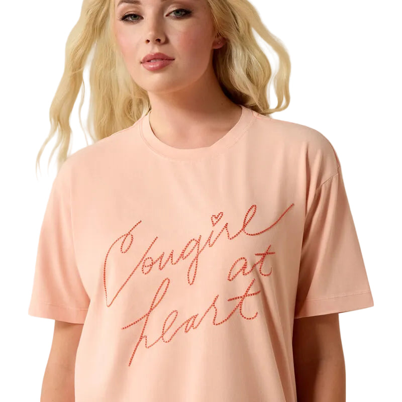 Women's Ariat Tropical Peach Cowgirl at Heart T-Shirt 10071111