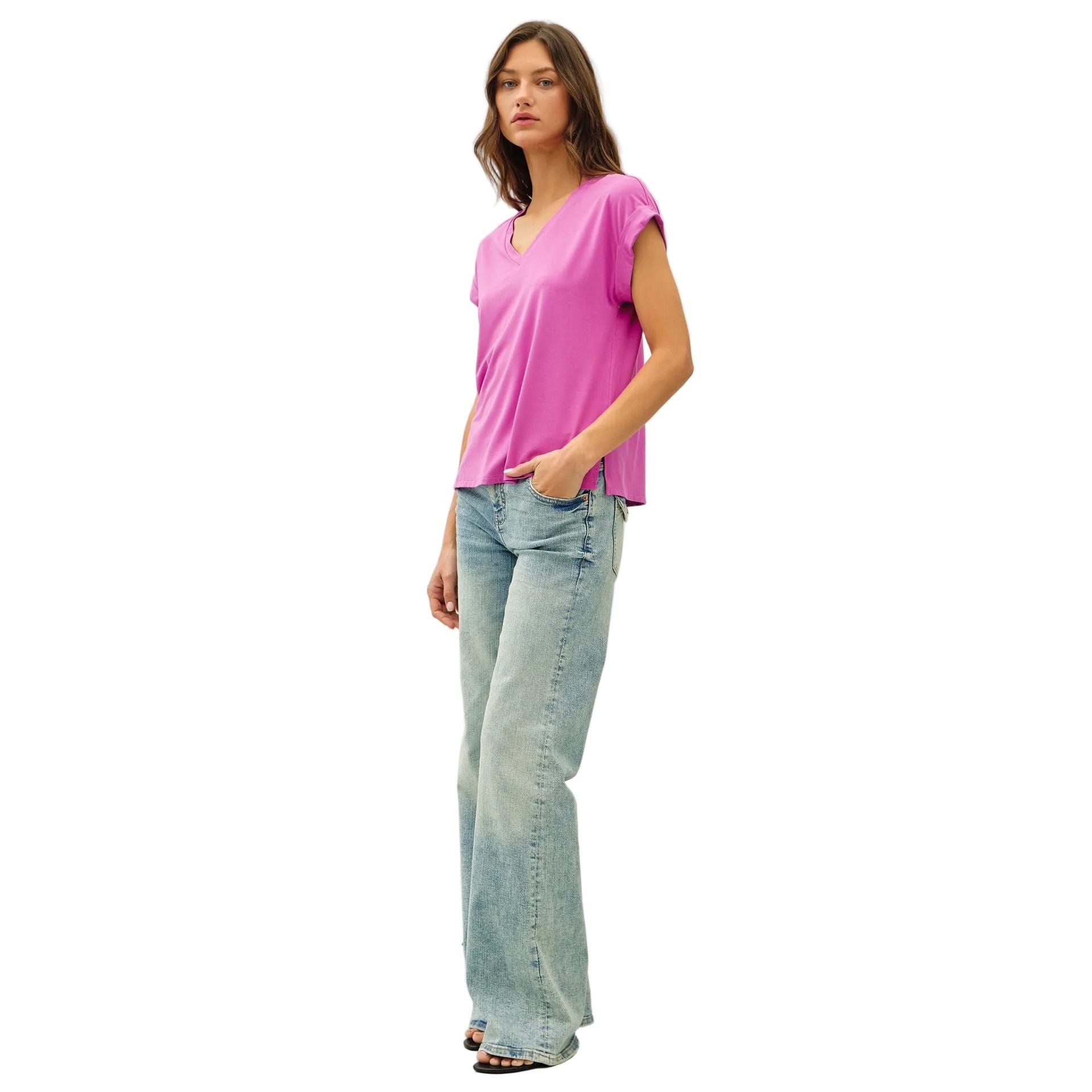 Women's Be Cool Bamboo/modal V-neck Dolman Cap Sleeve T-shirt 19744