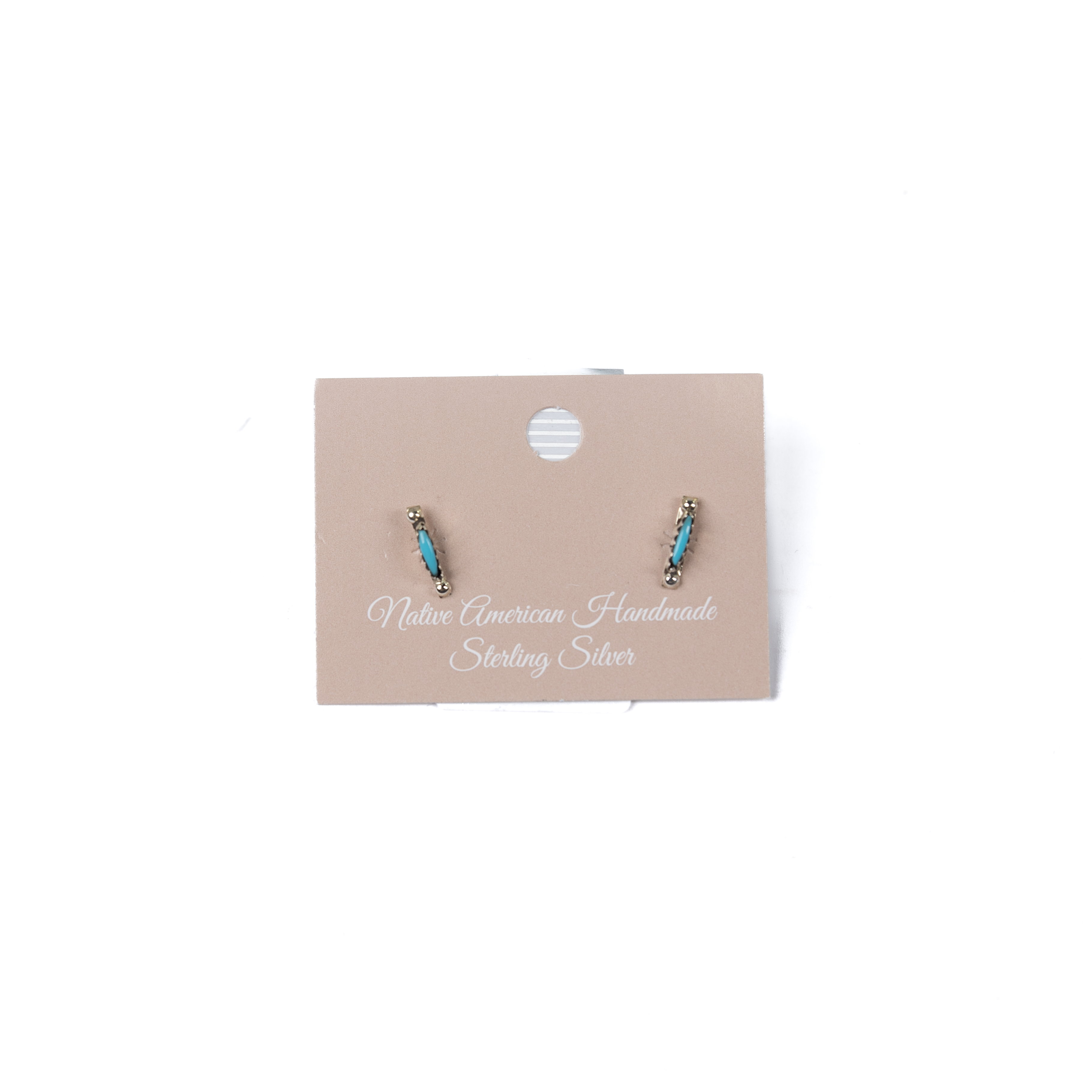Women's Bilagaana Handmade Mini Turquoise Stone Bar with Silver Edges