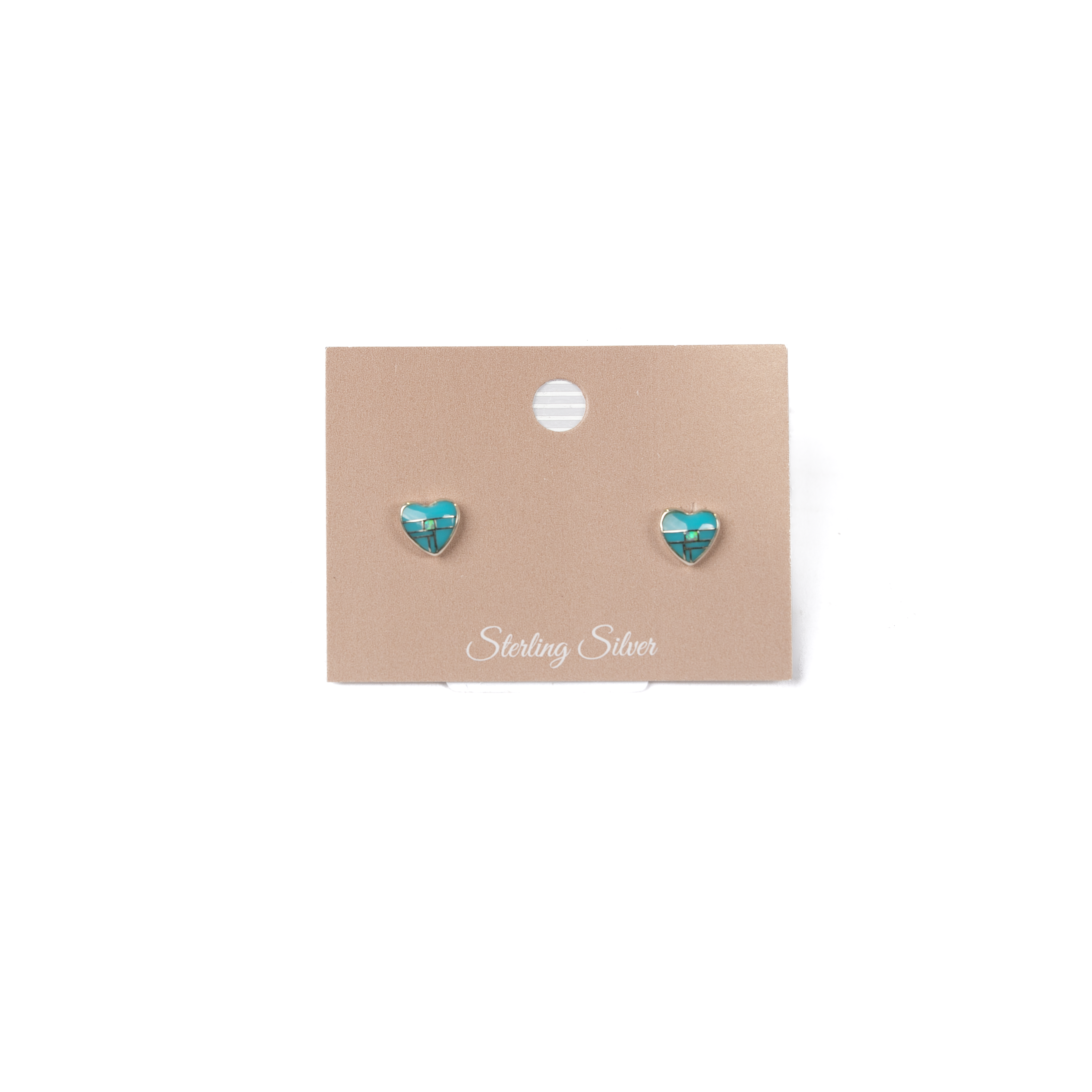 Women's Bilagaana Handmade Turquoise Opal Heart Studs