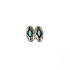 Women's Bilagaana Silver and Turquoise Earrings with Black Inlay