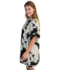 Women's Black and White Floral Print Babydoll Dress TE1118