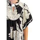 Women's Black and White Floral Print Babydoll Dress TE1118