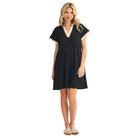 Women's Black Contrast Accent Solid Casual Dress M50814
